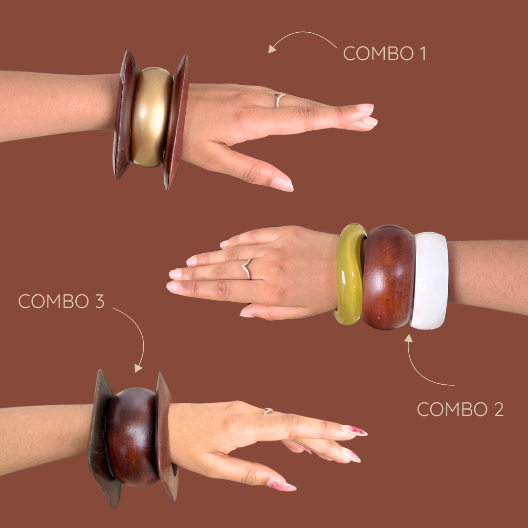 Earthly Brown Wooden Bangle Combo