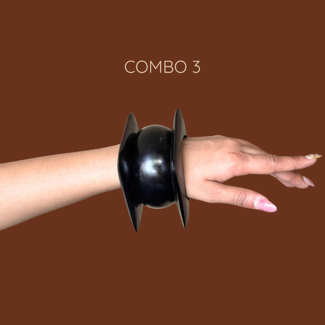 Earthly Black Wooden Bangle Combo