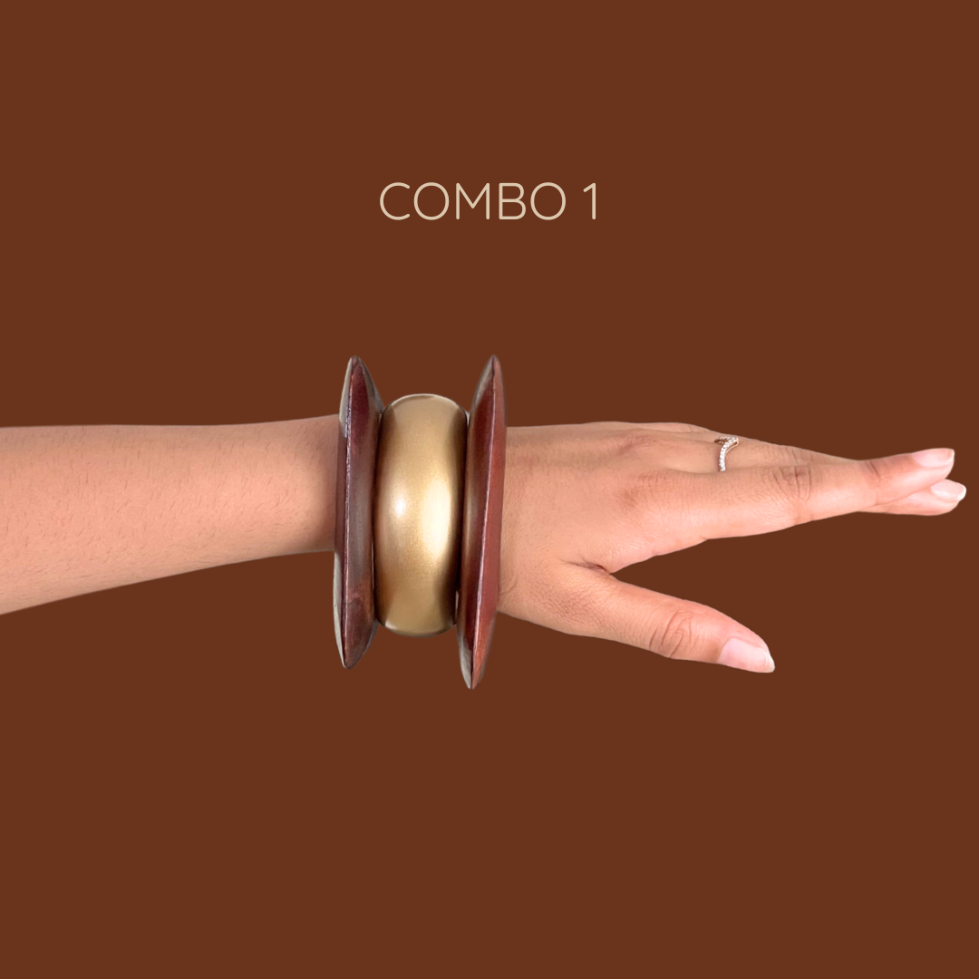 Earthly Brown Wooden Bangle Combo