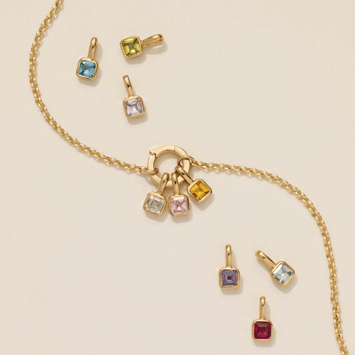 Birthstone Charm Stainless Steel Pendant