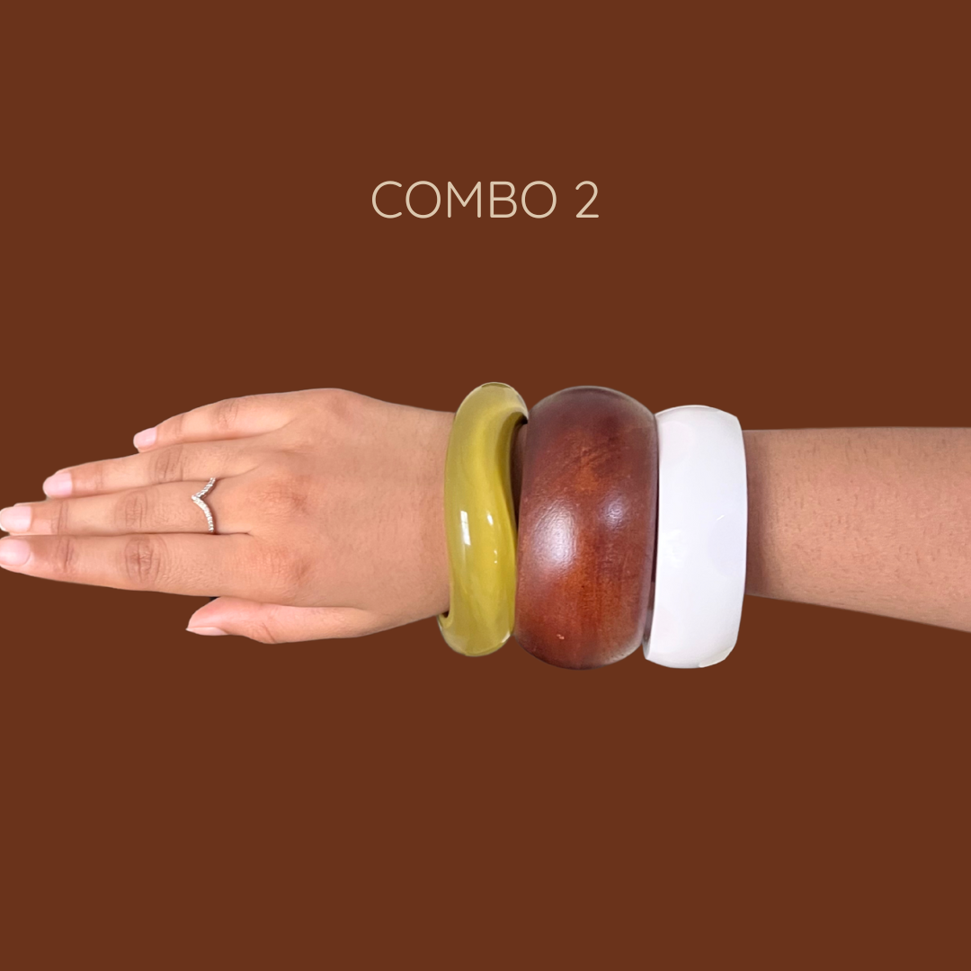 Earthly Brown Wooden Bangle Combo