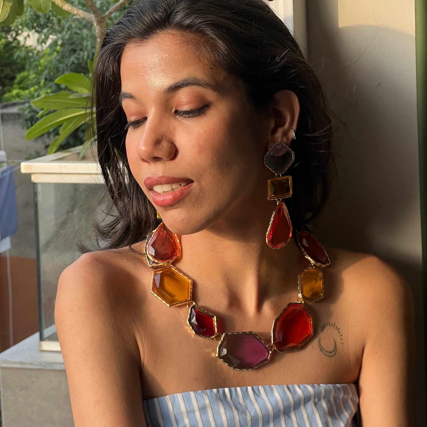 Pop Parade Alloy inlay Resin (Necklace + Earrings)