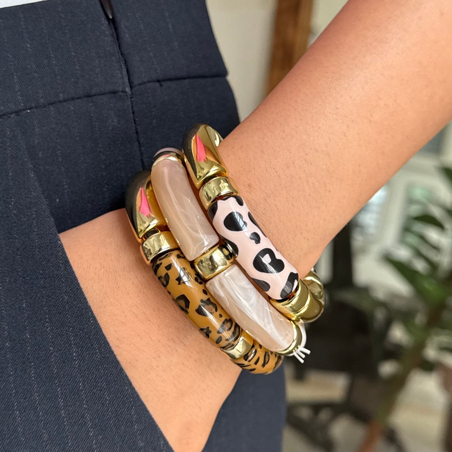 Leopard Luxe Resin Retro Acrylic Bracelet