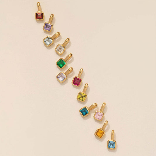 Birthstone Charm Stainless Steel Pendant
