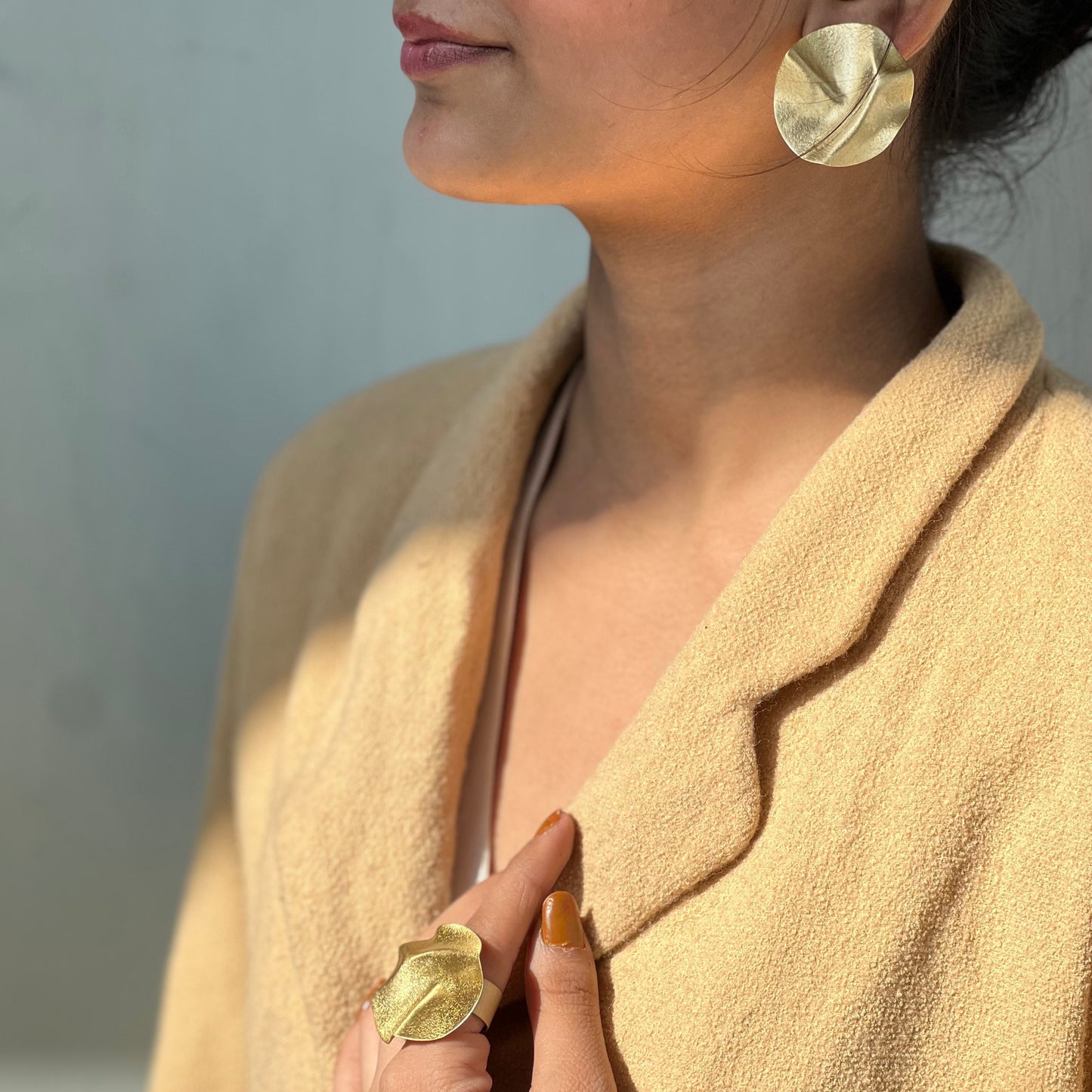 Freya Handmade Brass Ring & Earrings Combo