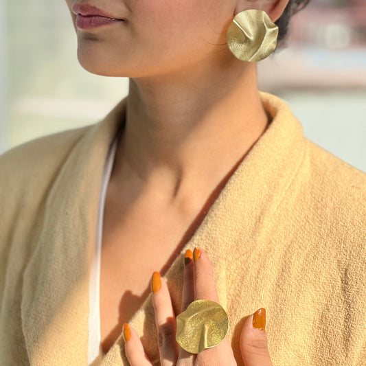 Freya Handmade Brass Ring & Earrings Combo