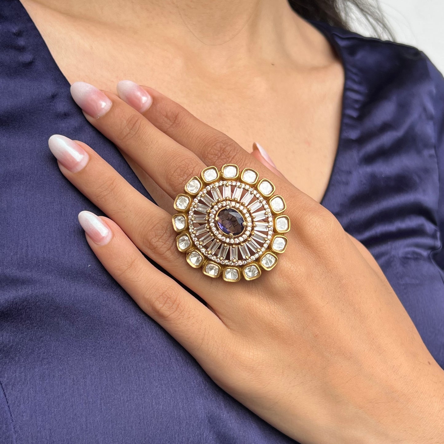 Sajda Kundan Cocktail Ring
