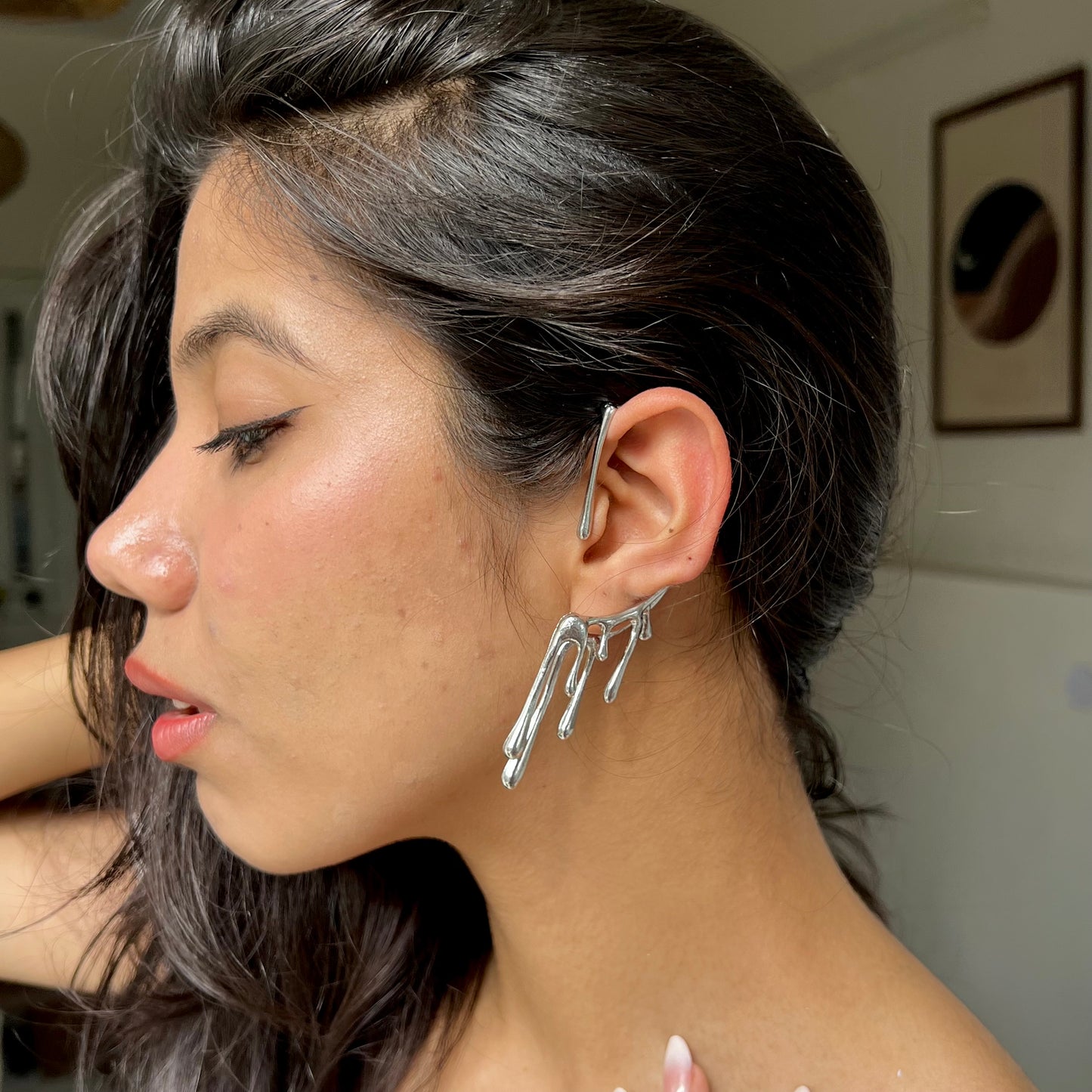 Molten Silver One-Side Ear Cuff