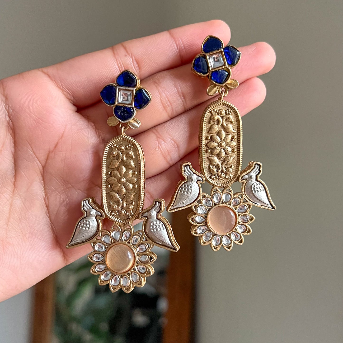 Meher Jadau Bird Motif Earrings