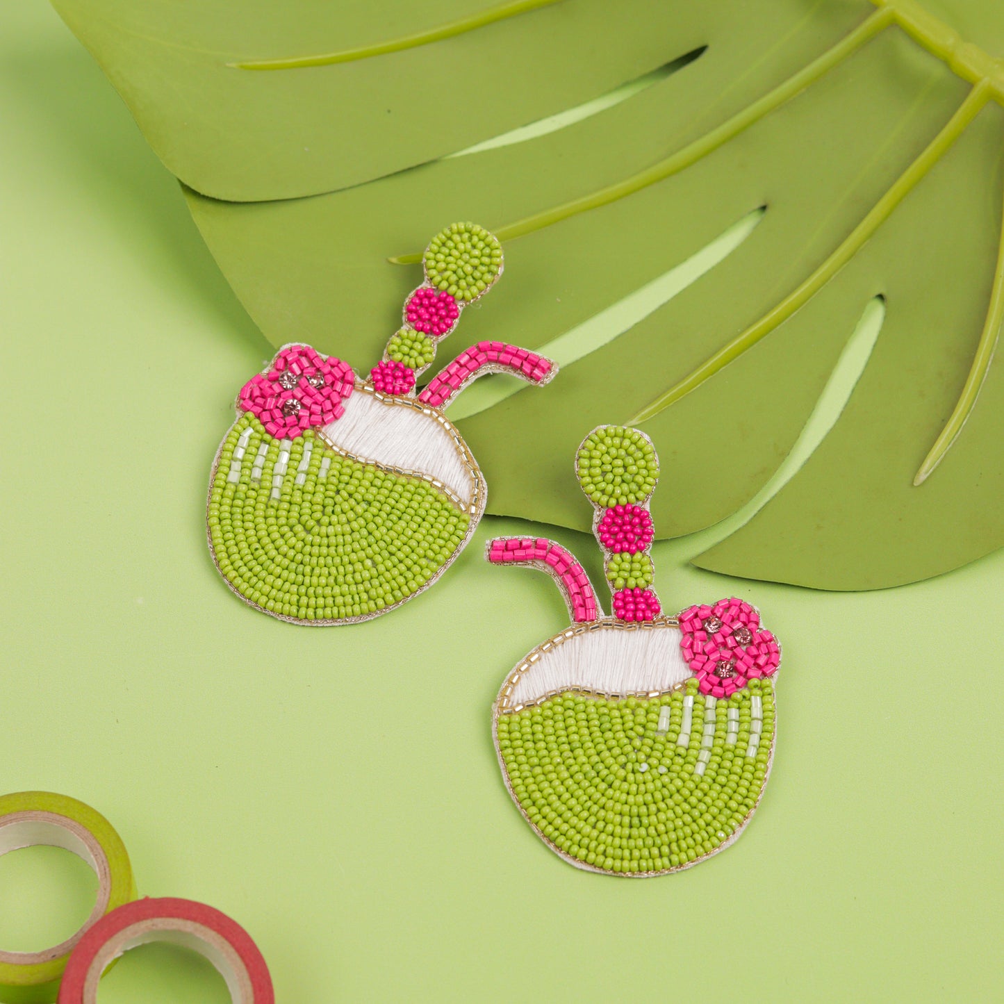 Coconut water Handmade Beaded Earrings
