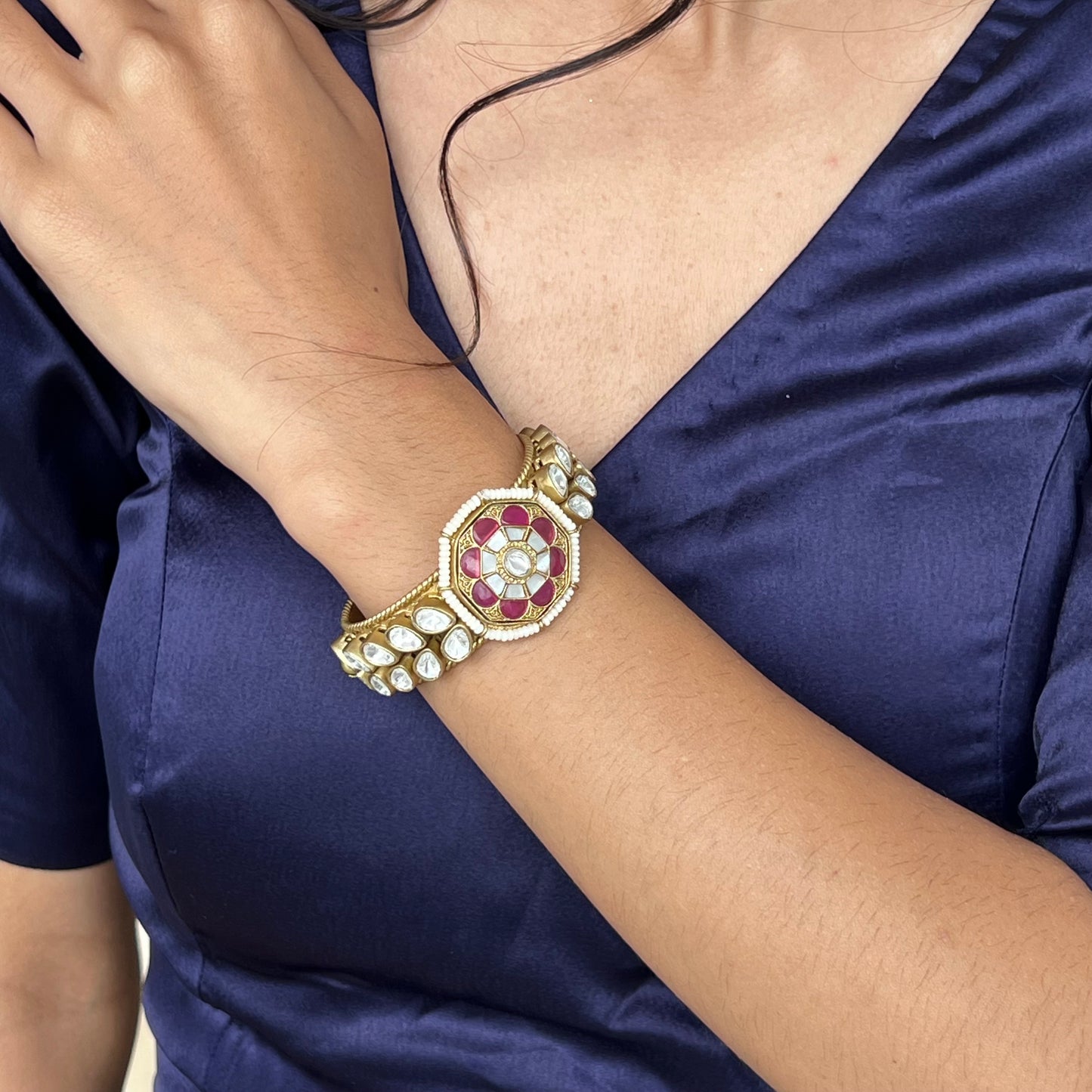 Rangrez Floral Kundan HandCuff