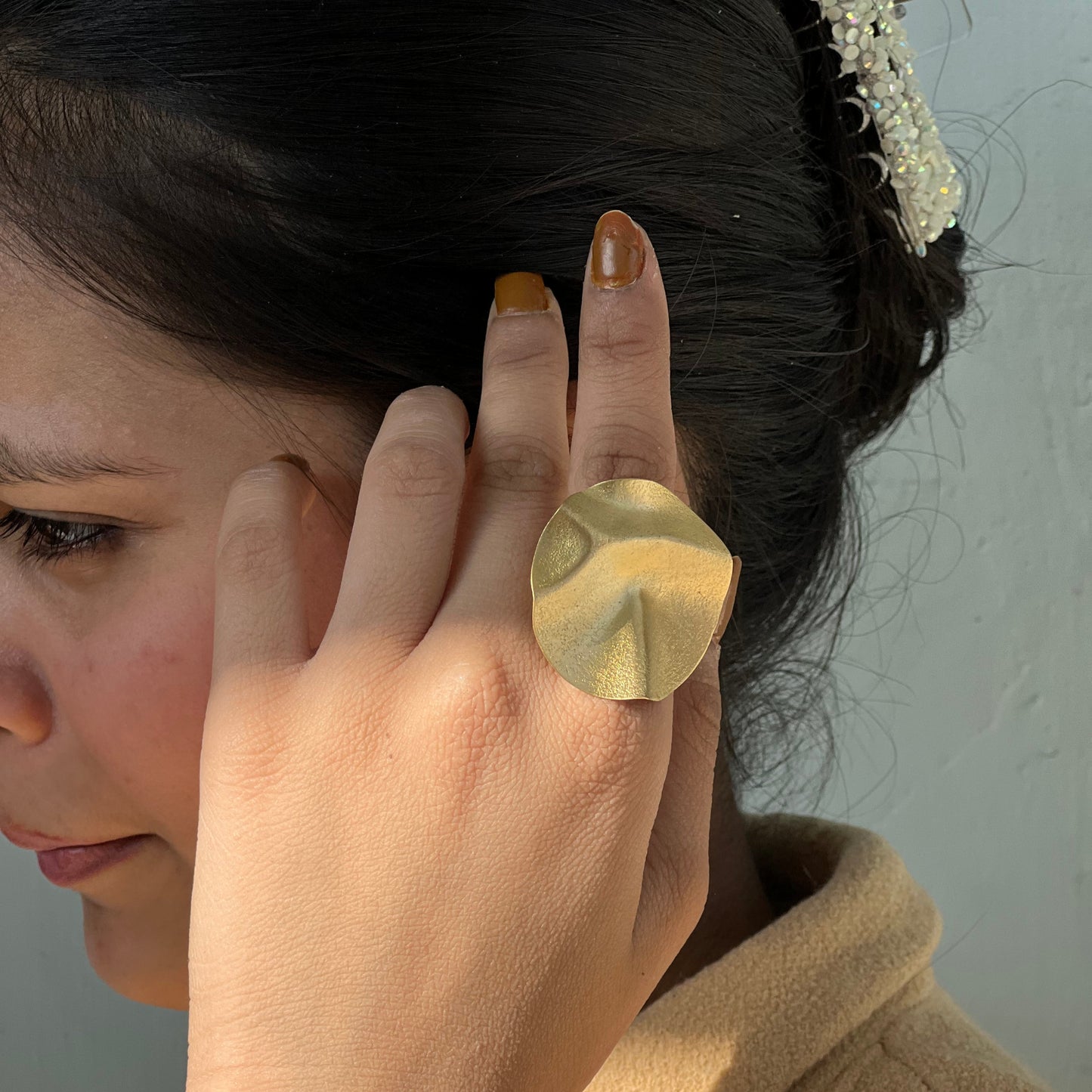 Freya Handmade Brass Ring & Earrings Combo