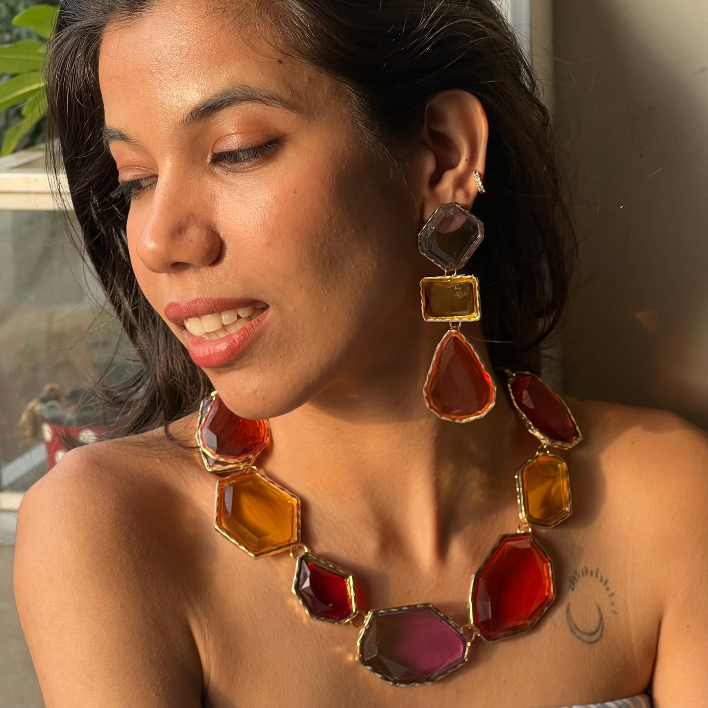 Pop Parade Alloy inlay Resin (Necklace + Earrings)