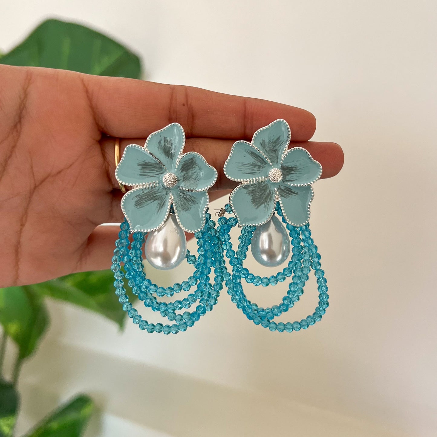 Aqua Bloom Cascade Earrings
