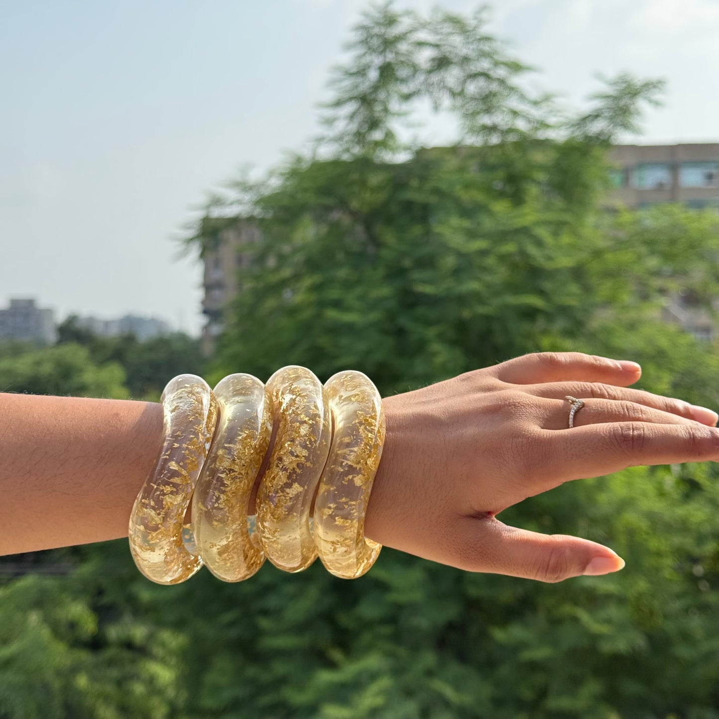 Gold Foil Resin Bangle (Single)