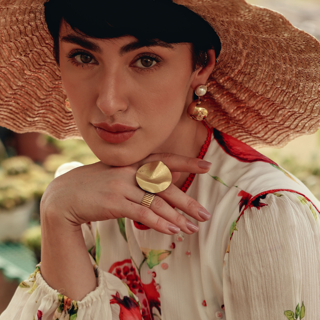 Freya Handmade Brass Ring & Earrings Combo