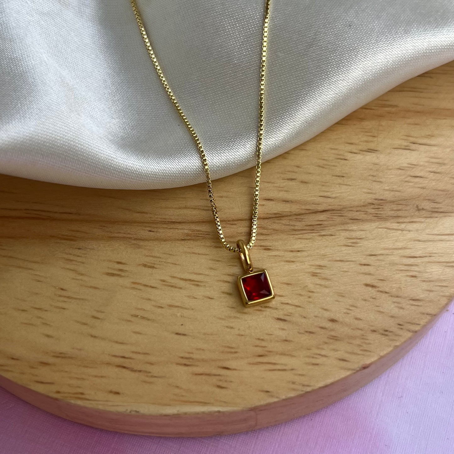 Birthstone Charm Stainless Steel Pendant