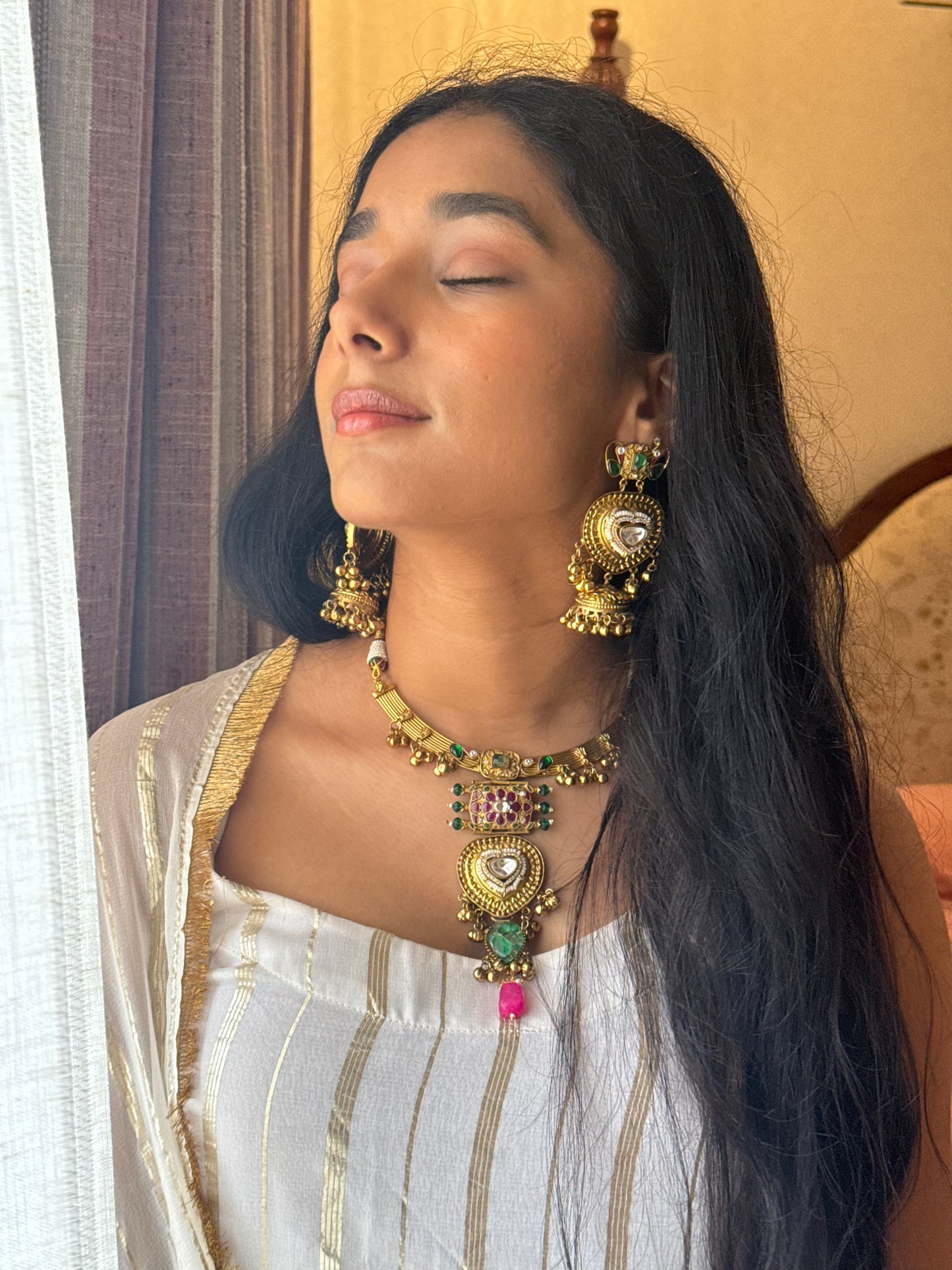 Dilbara Multicolour Brass Necklace Set