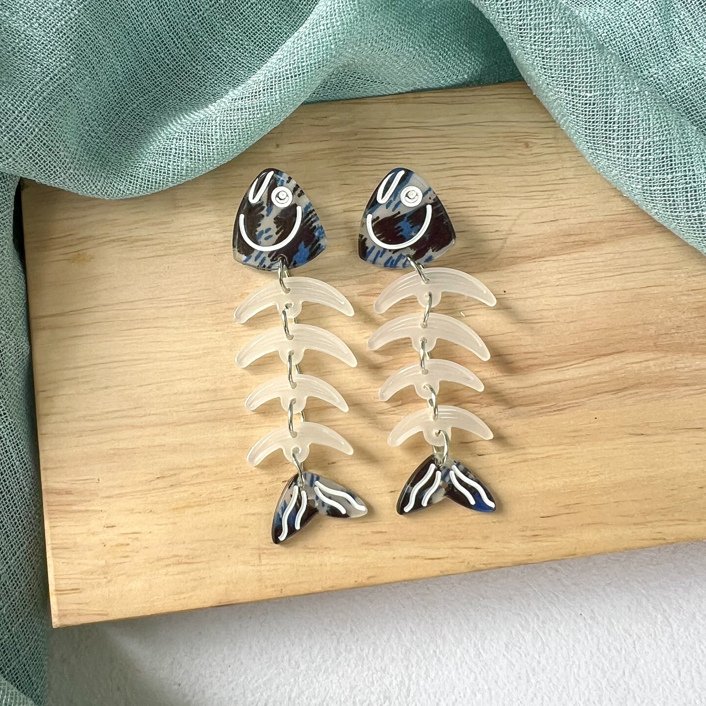 Fish Blue Acrylic Earrings