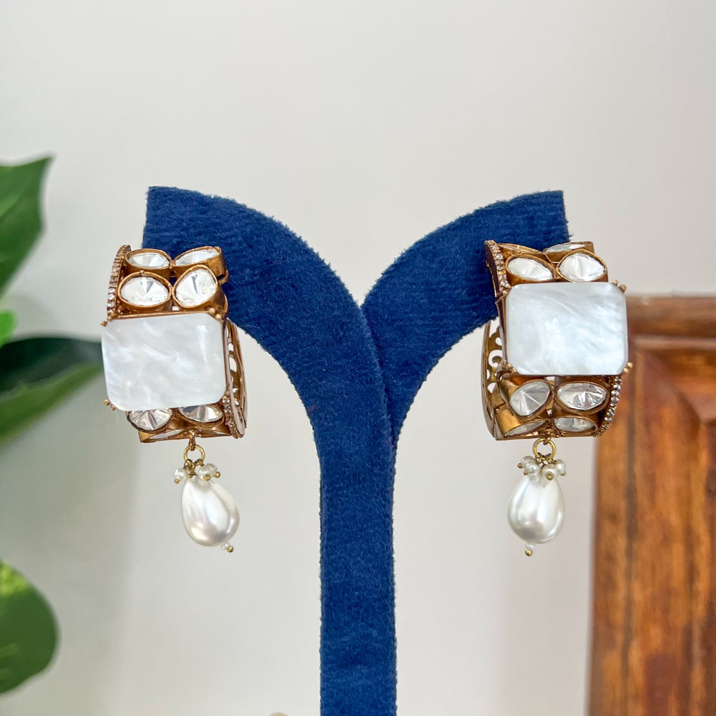 Rajwada Kundan Handcrafted Pearl Drop Earrings