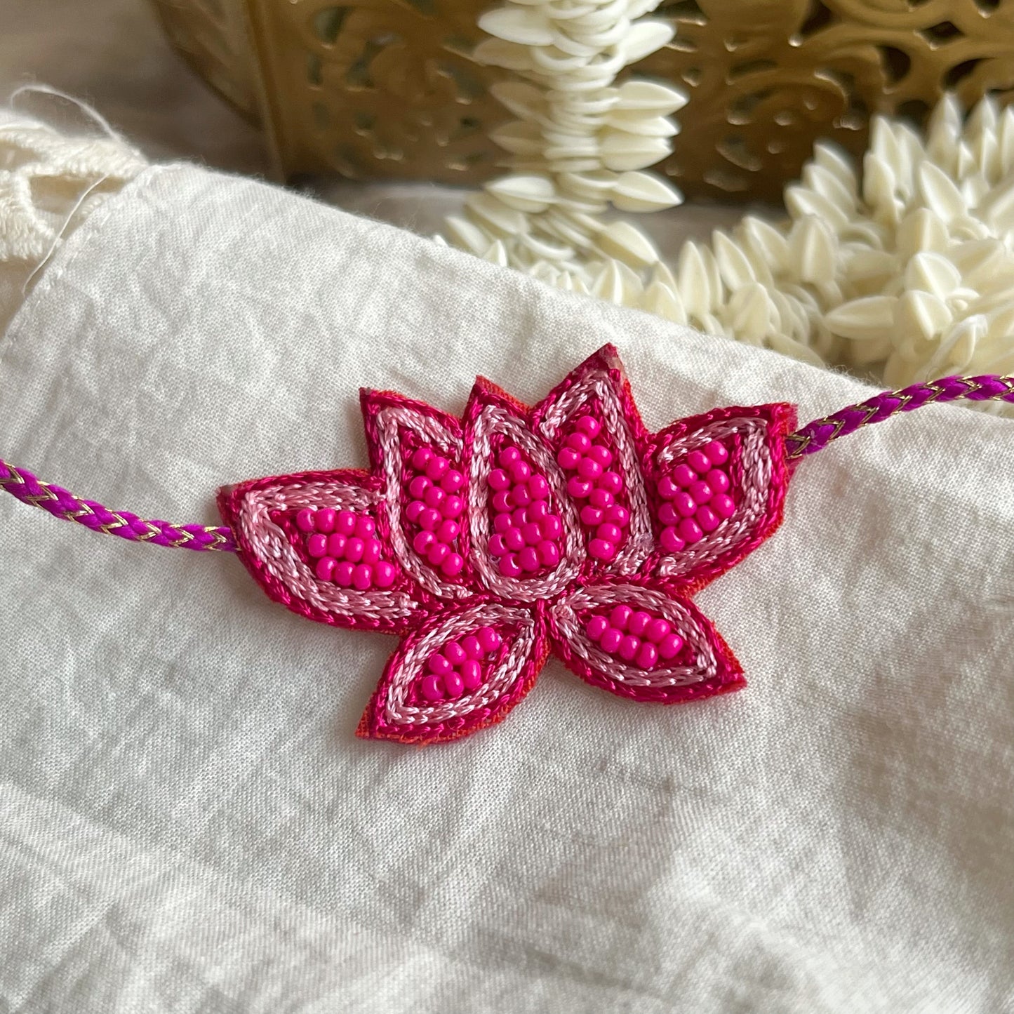 Lotus Handmade Beaded Rakhi