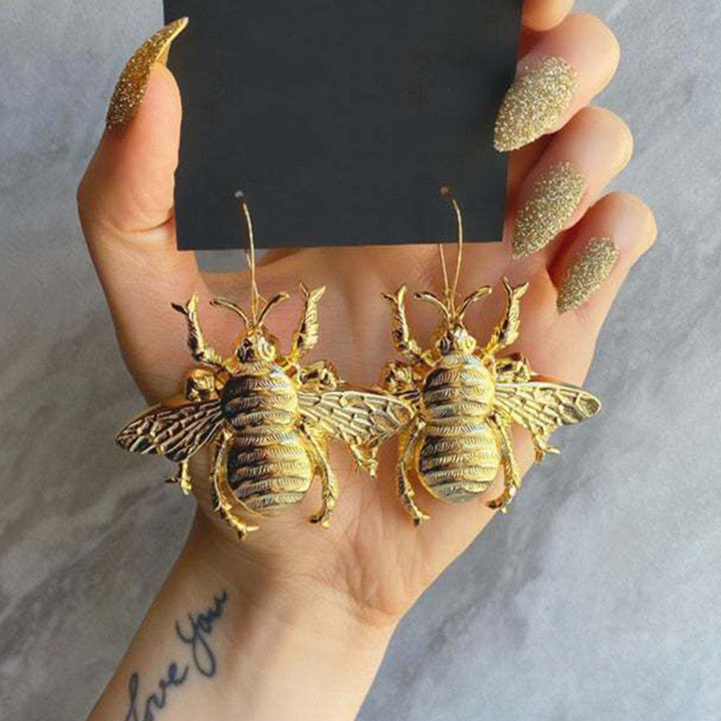 Golden Bee Metal Earring