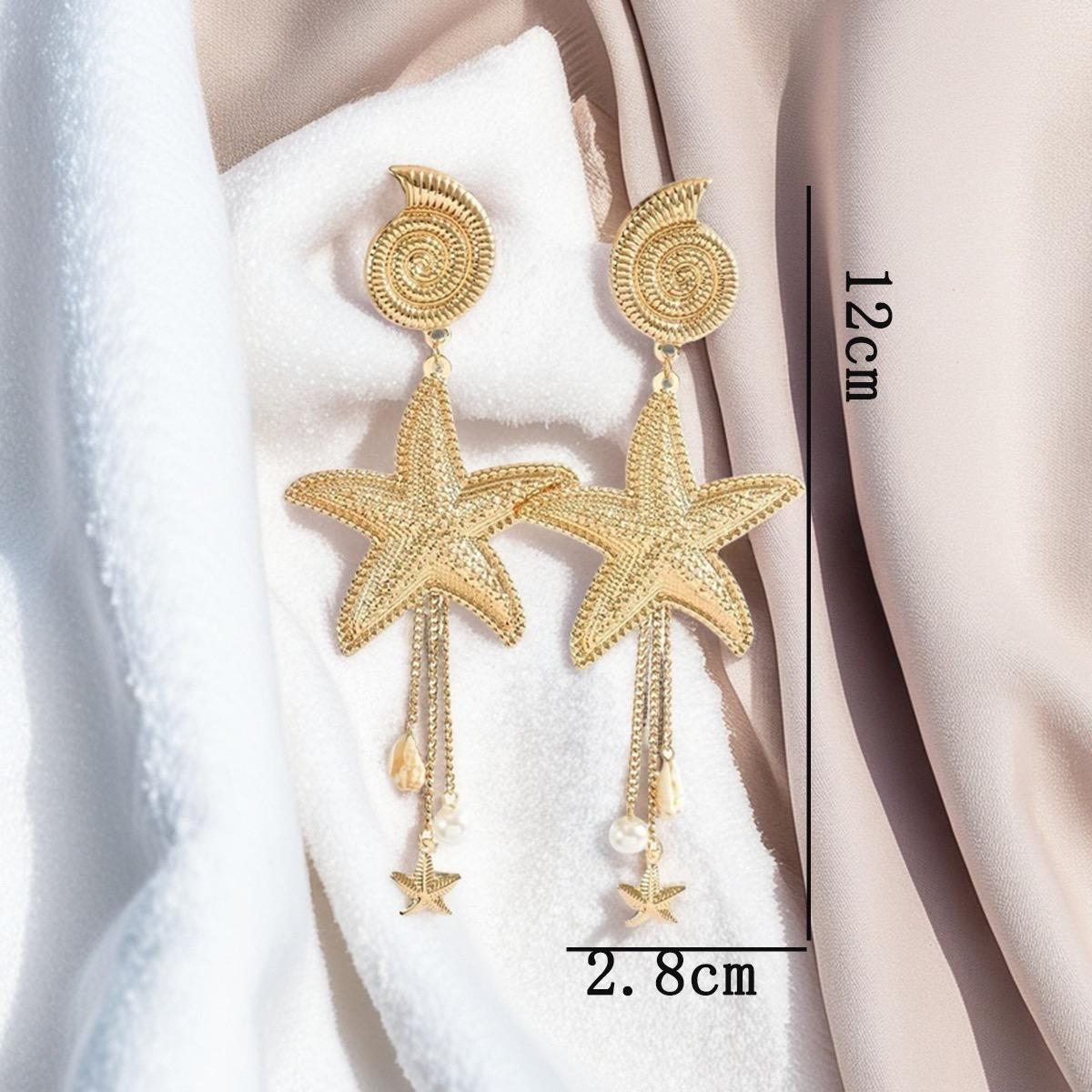Star Fish Shell Drop Earrings