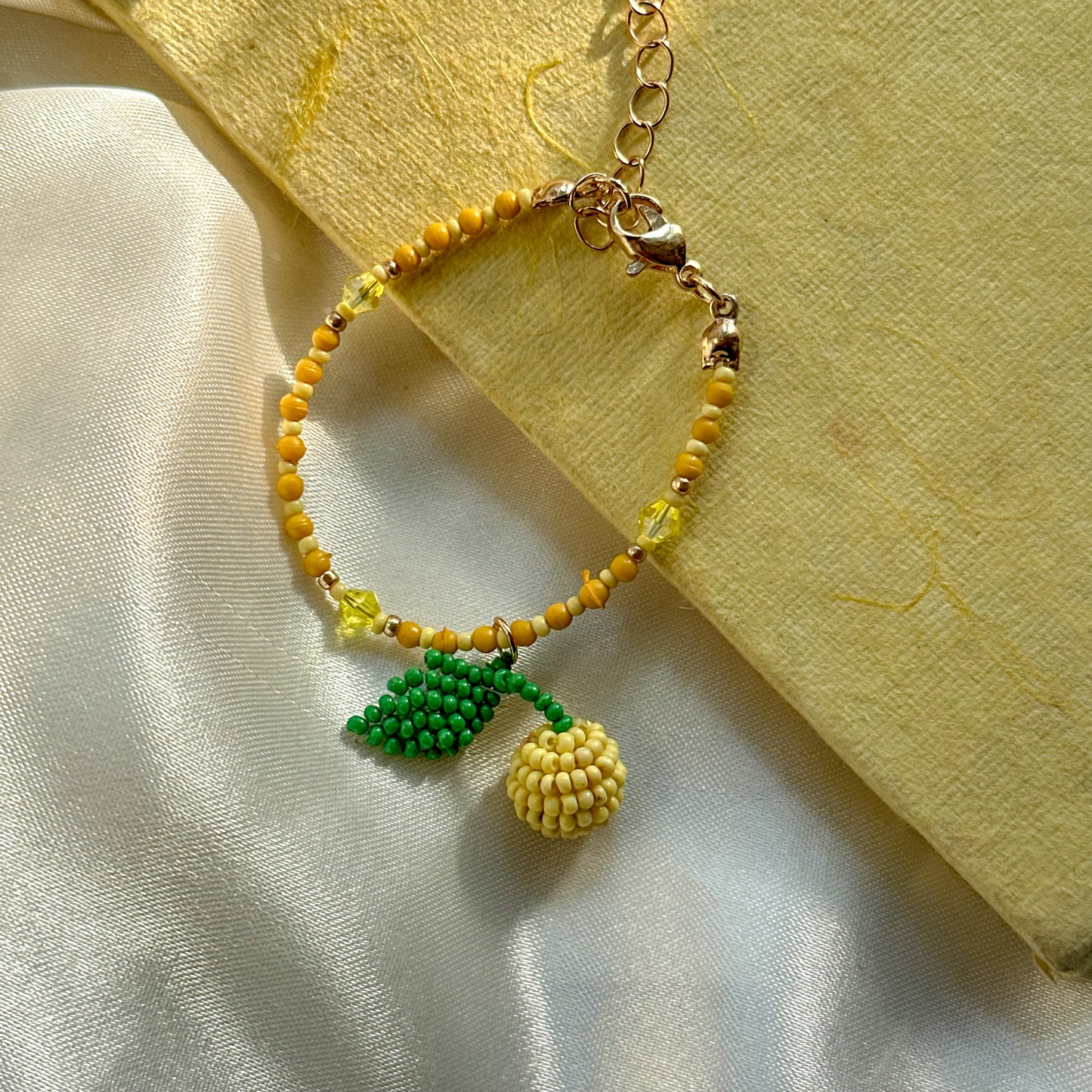 Lemon Charm Handmade Beaded Bracelet