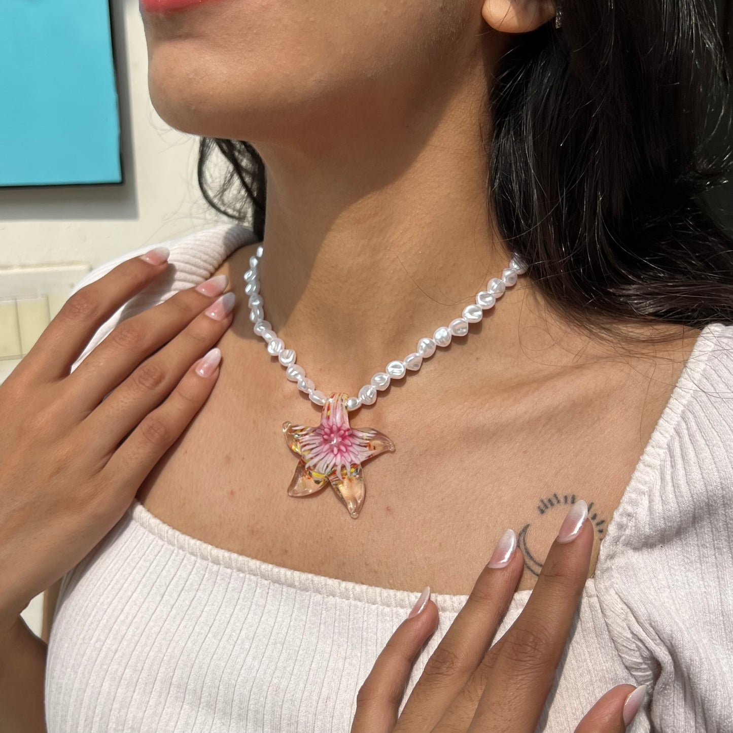 Bloom Resin Pearl Necklace