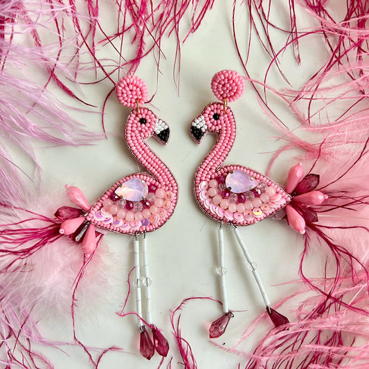 Flamingo Pink Handmade beaded Earring