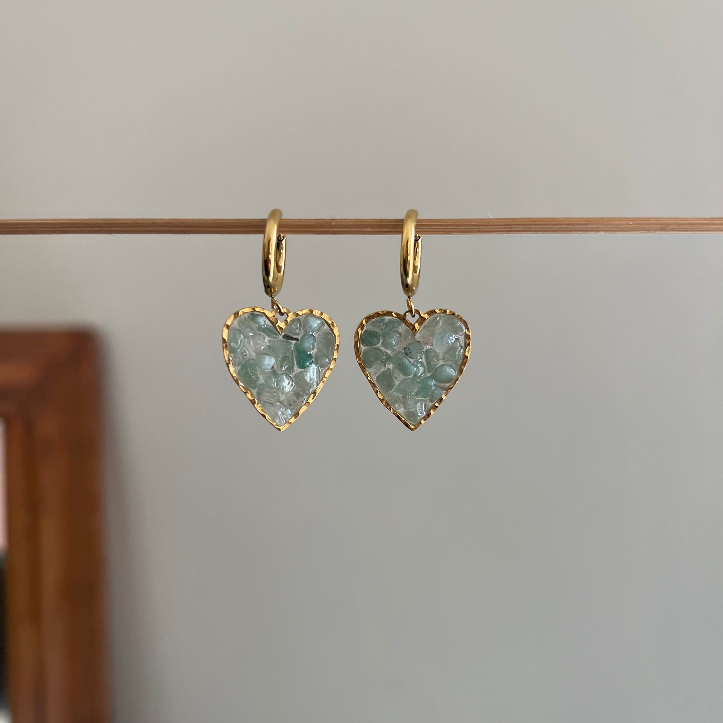 Crystal Heart Drop Hoops