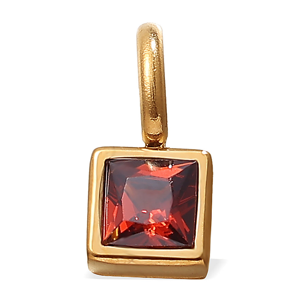 Birthstone Charm Stainless Steel Pendant