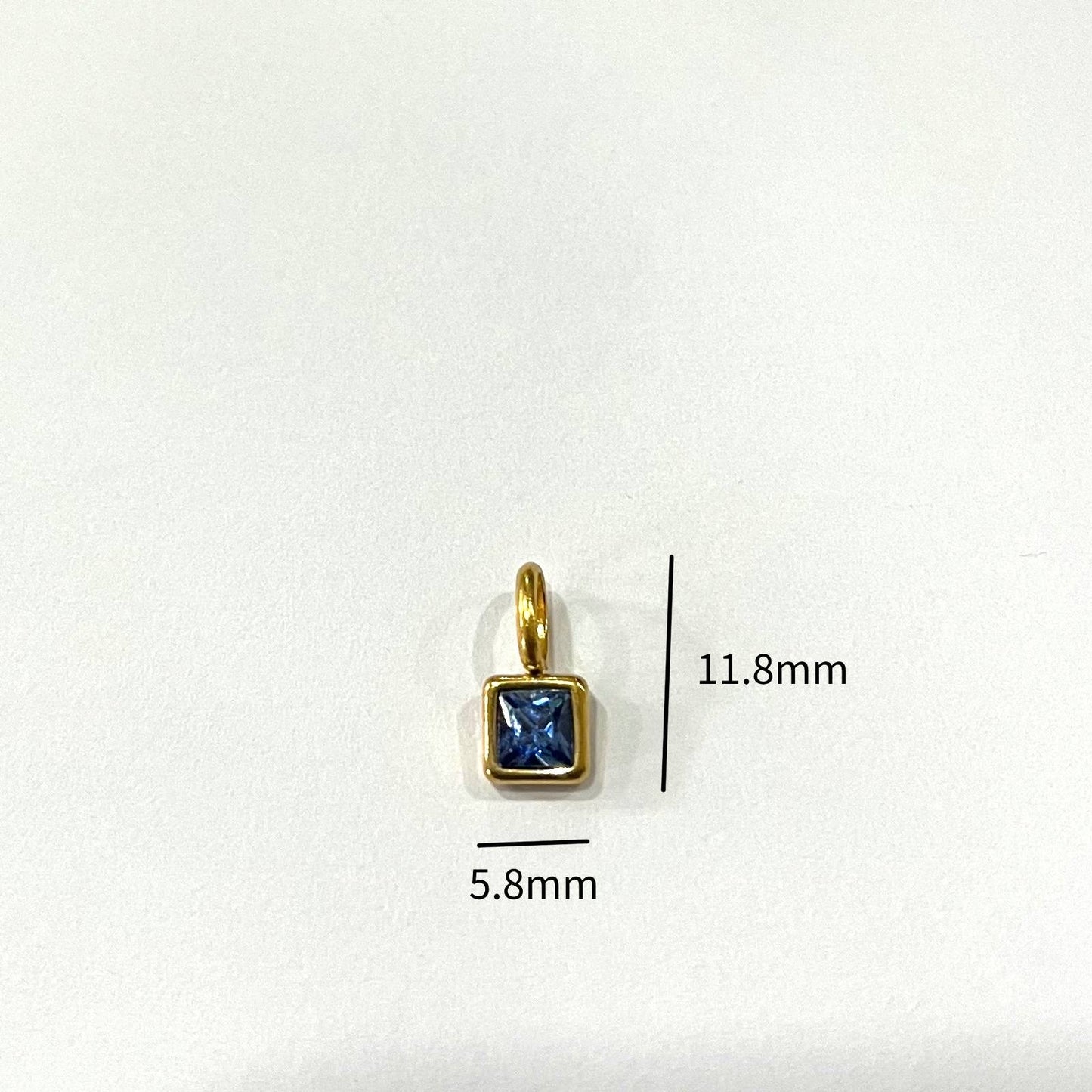 Birthstone Charm Stainless Steel Pendant