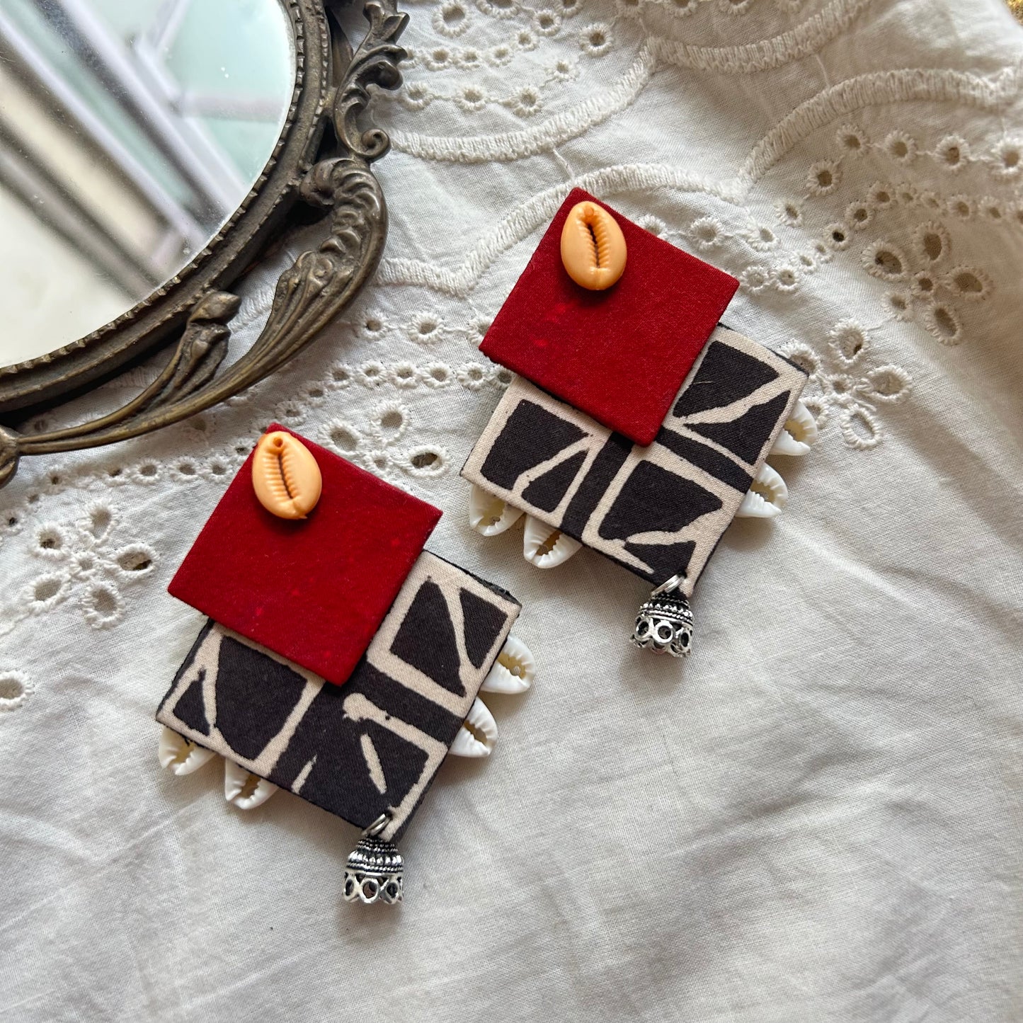 Shelly Red Fabric Earrings