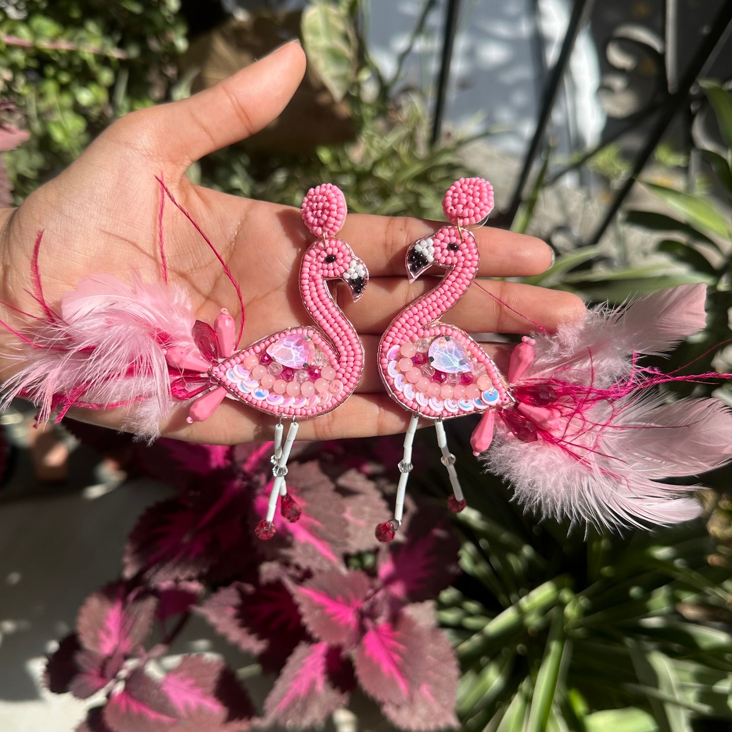 Flamingo Pink Handmade beaded Earring