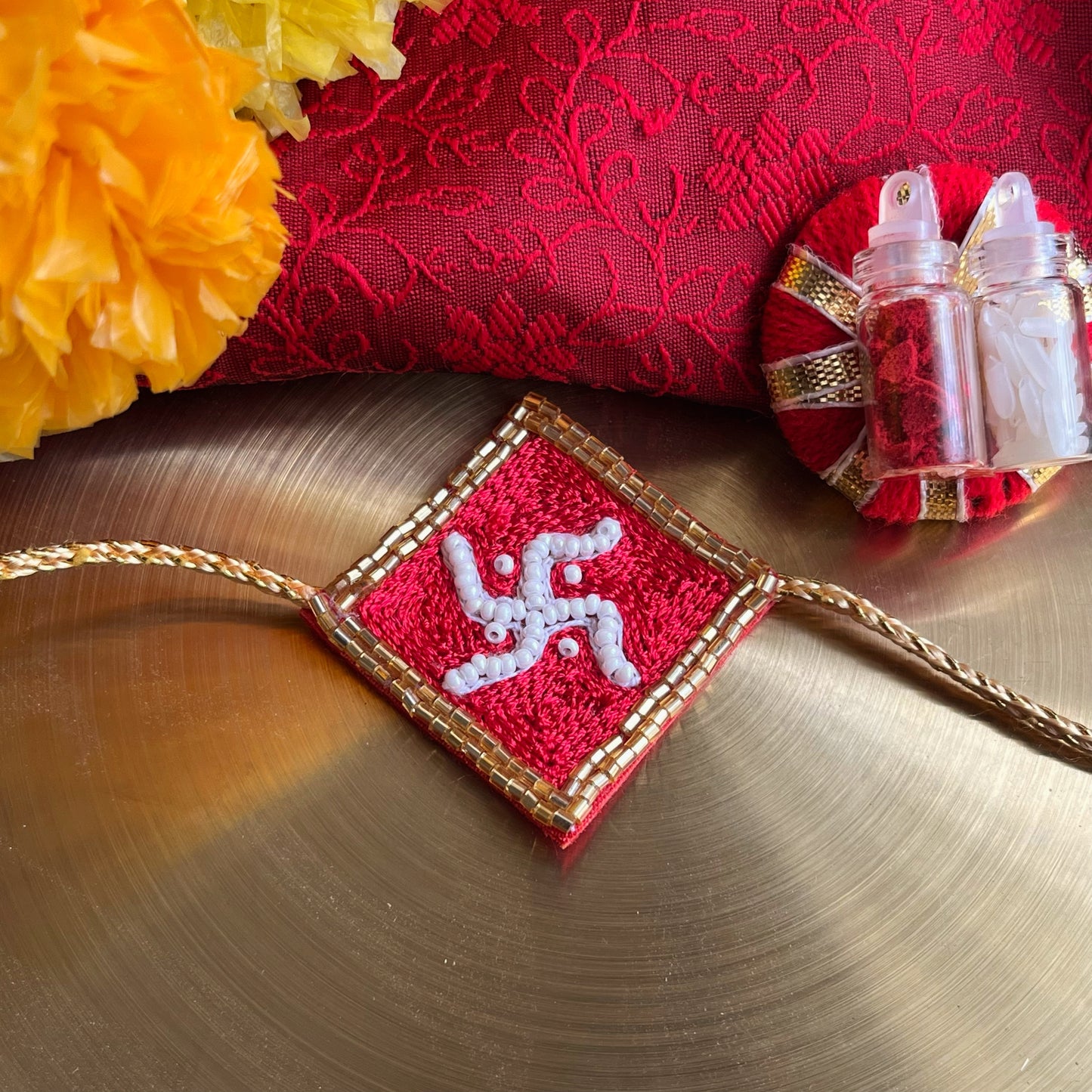 Swastik Handmade Beaded Rakhi