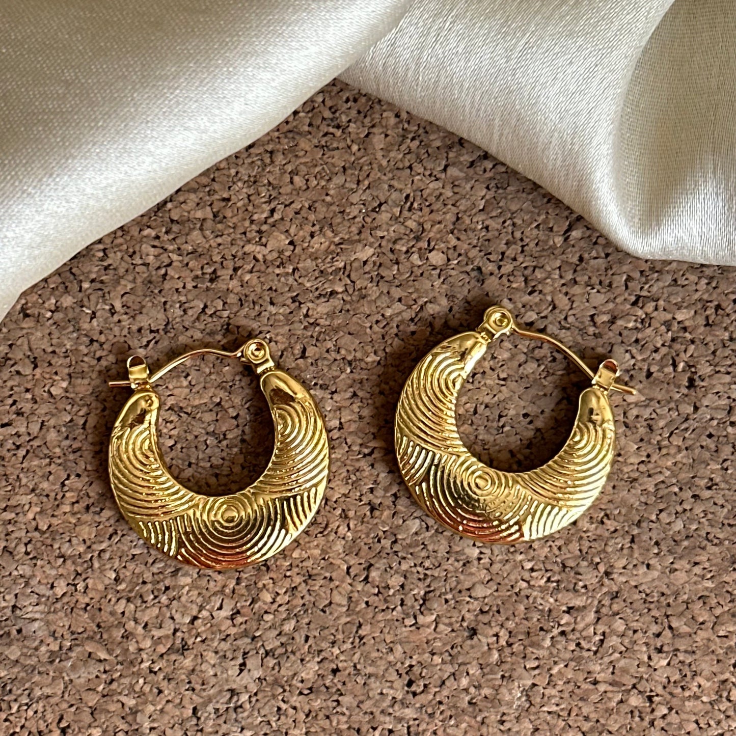 Boho Glam Gold Plated Metal Hoops