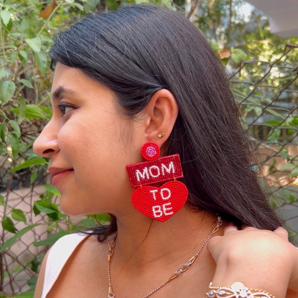 Mom To Be (Red) Handmade Earrings