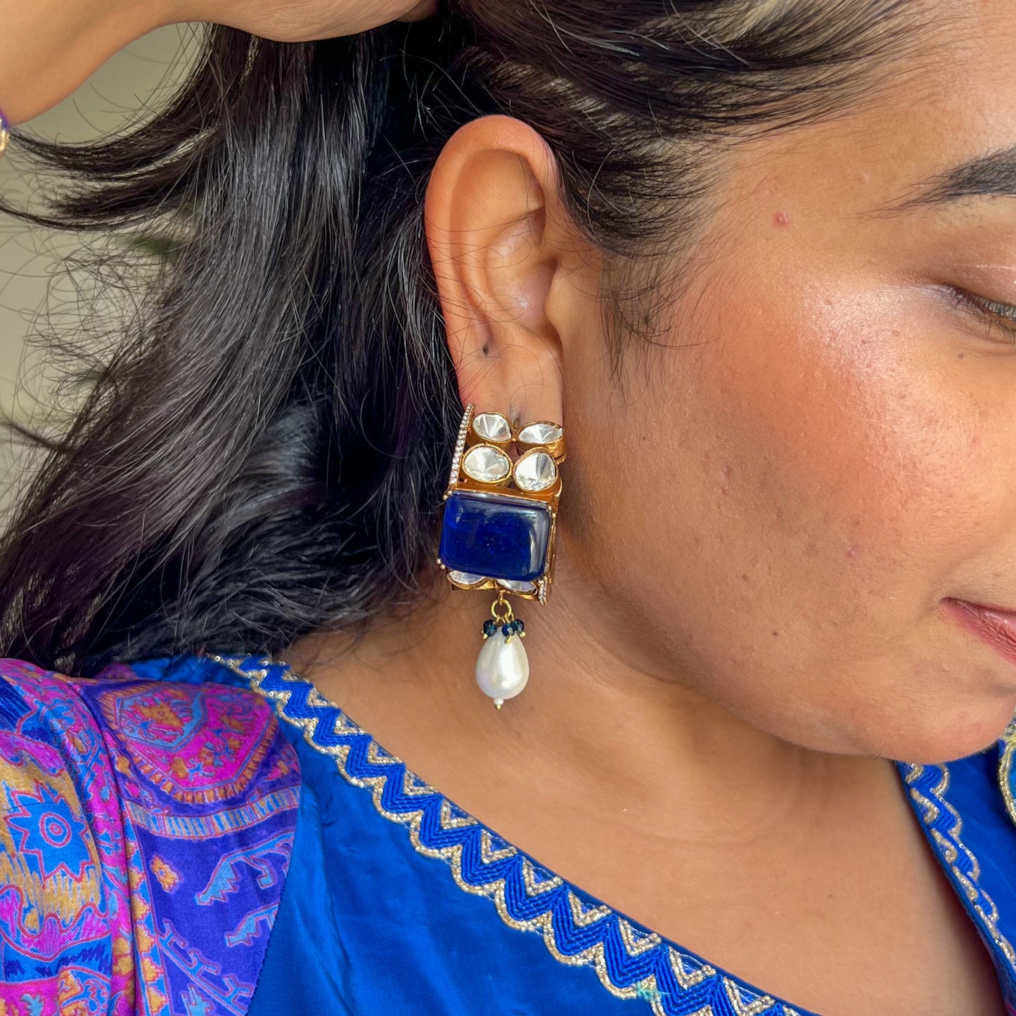 Rajwada Kundan Handcrafted Pearl Drop Earrings