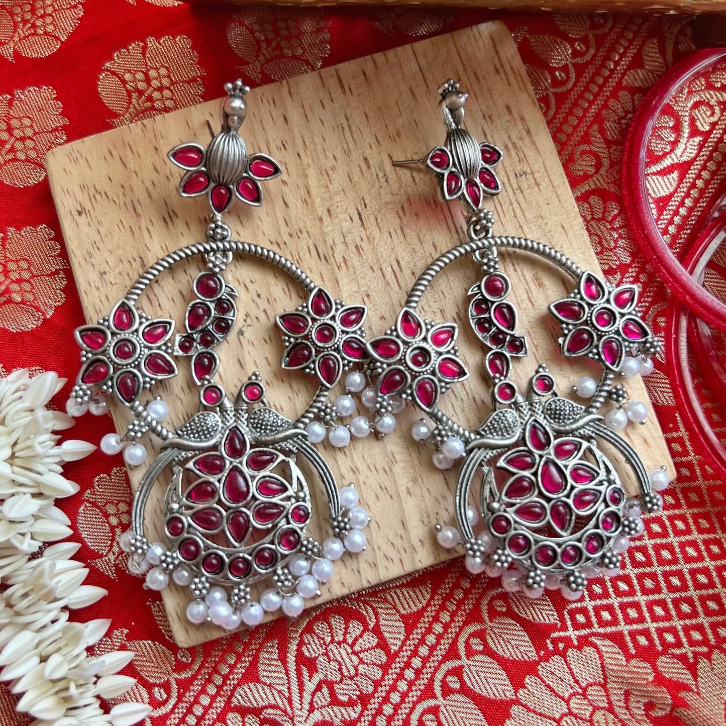 Kamakhya Red Silver Temple Jewellery