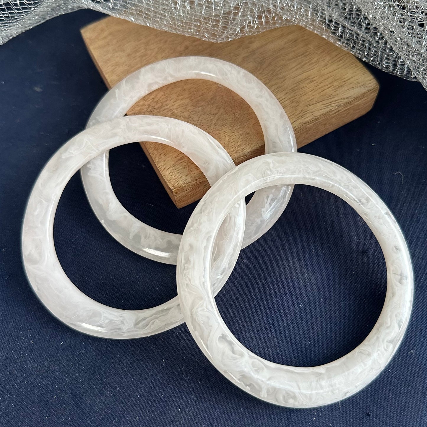 Asymmetrical White Resin Bangle ( Single)