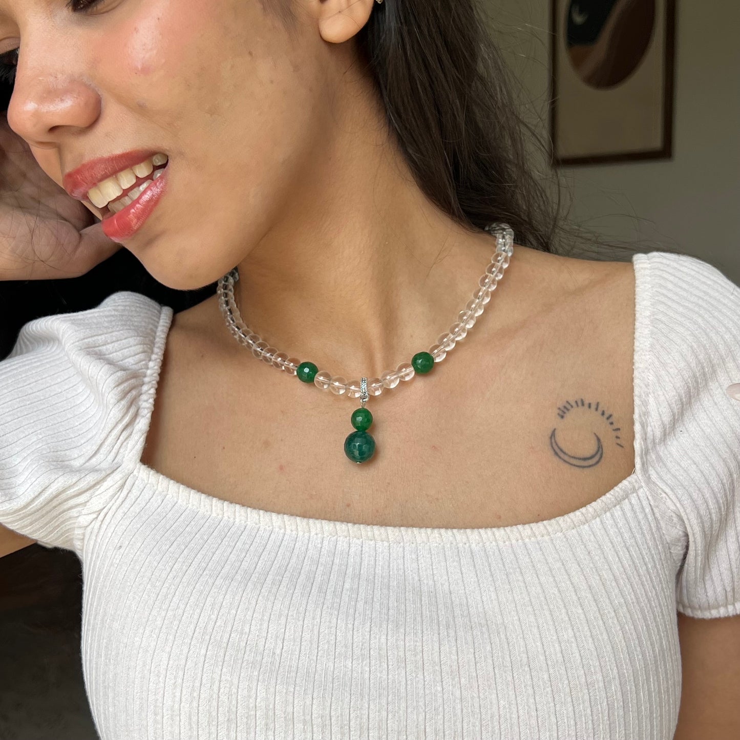 Verdant Glow Crystal Necklace