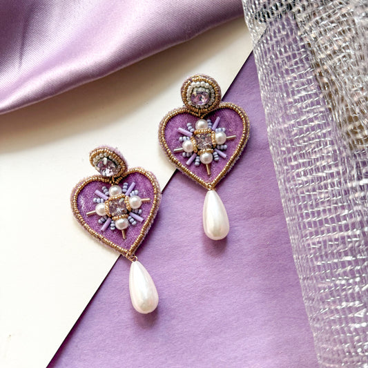 Shakespeare Heart Handmade Beaded Earrings