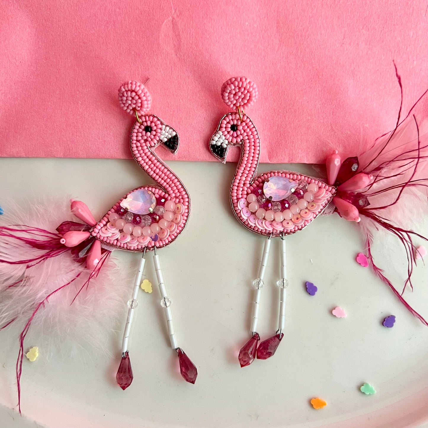 Flamingo Pink Handmade beaded Earring