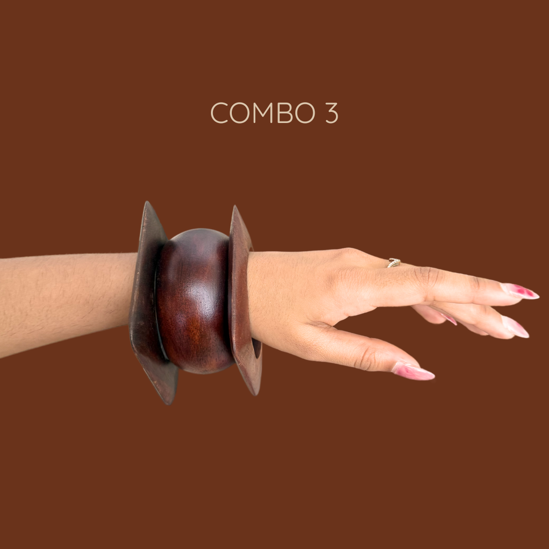 Earthly Brown Wooden Bangle Combo