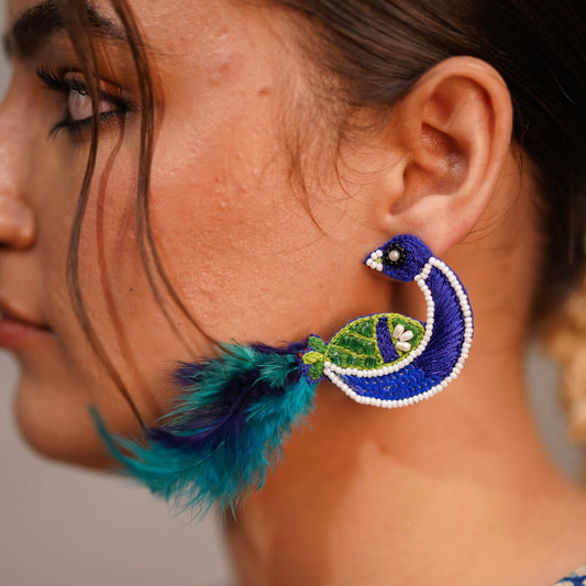 Morni Banke Blue Handmade Beaded Earrings