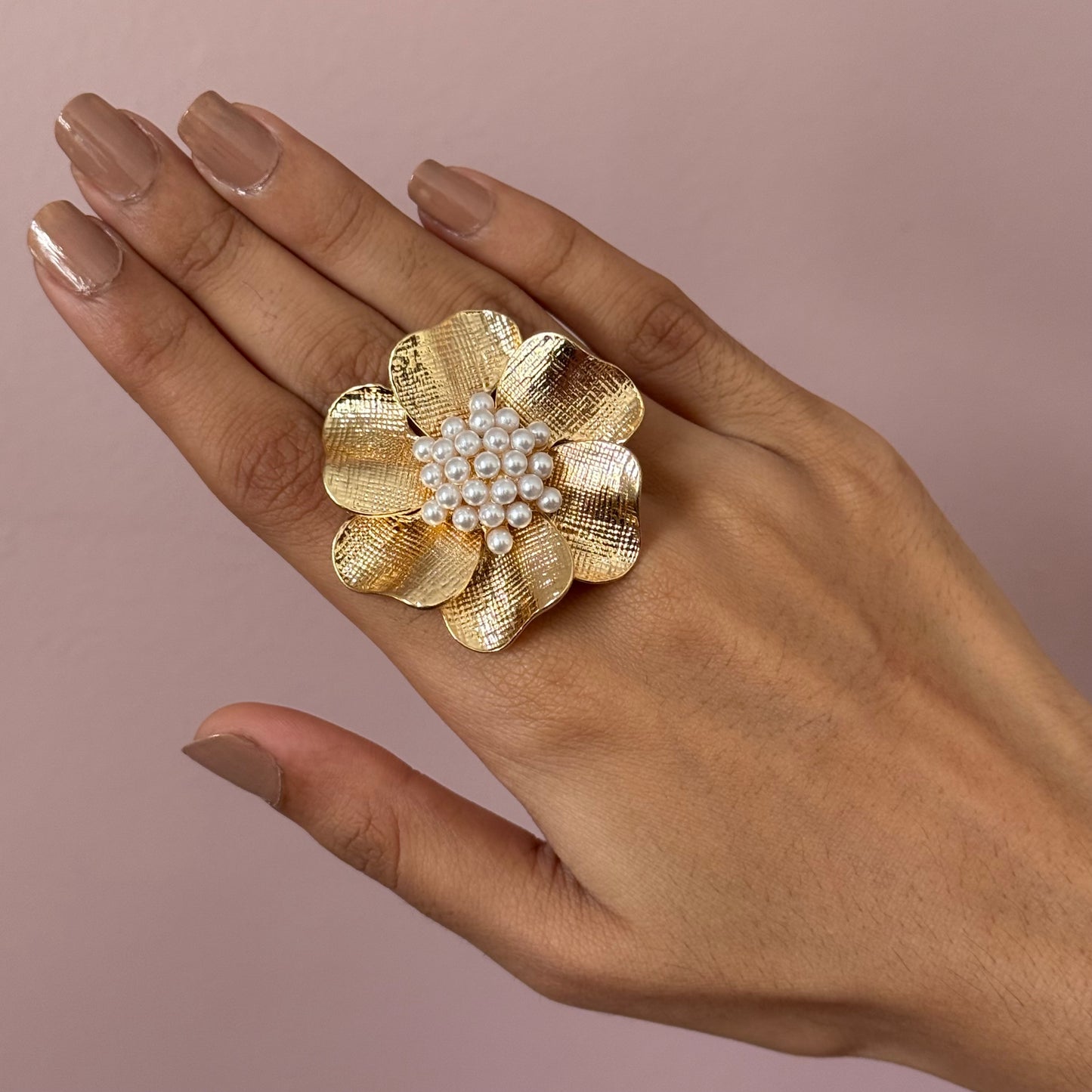 Golden Bloom Statement Ring