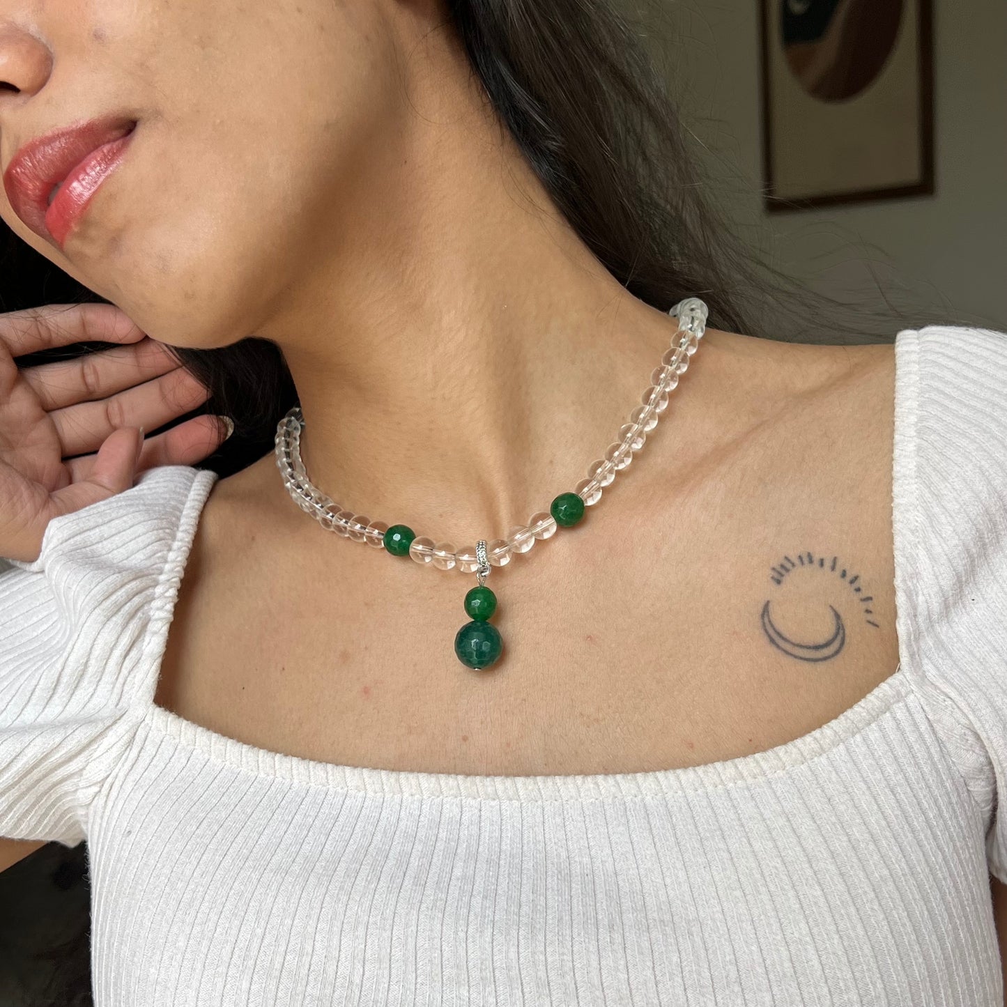 Verdant Glow Crystal Necklace