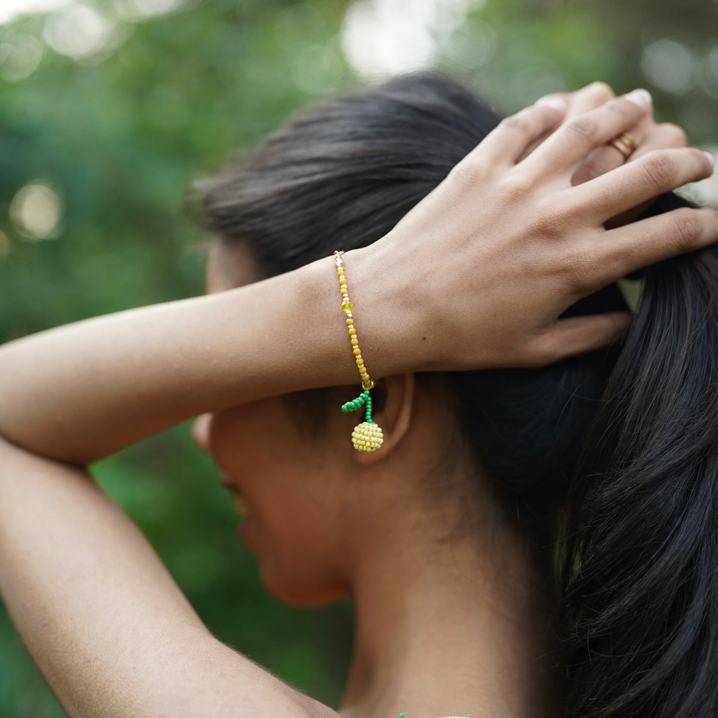 Lemon Charm Handmade Beaded Bracelet