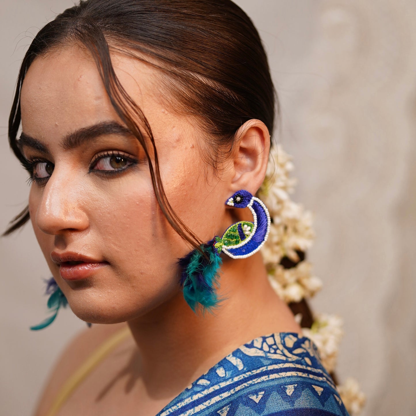 Morni Banke Blue Handmade Beaded Earrings